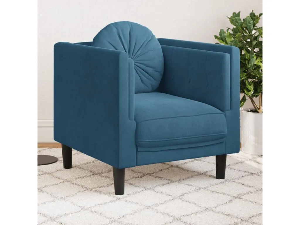Sillón con cojín terciopelo azul