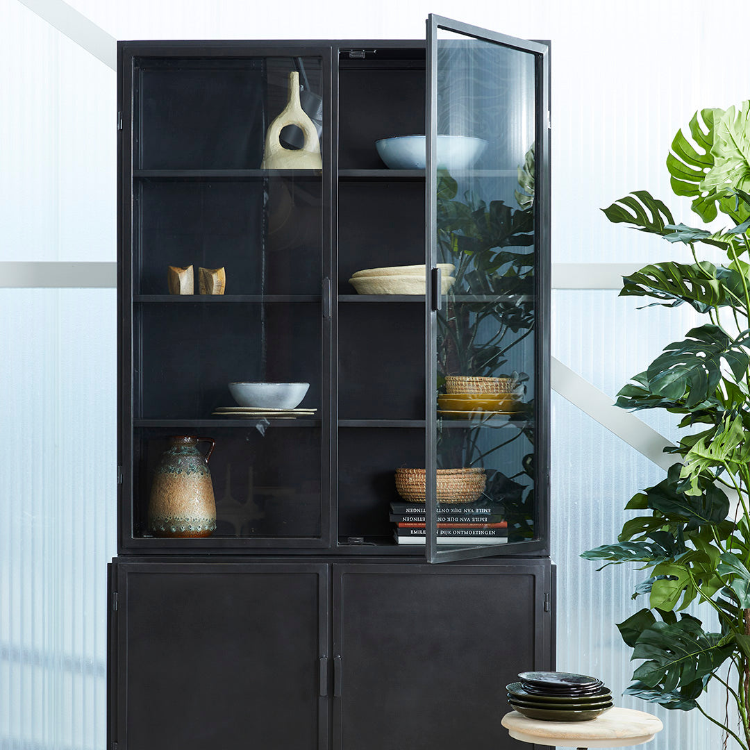 New Routz Garland Vitrinekast 4-deurs - Zwart
