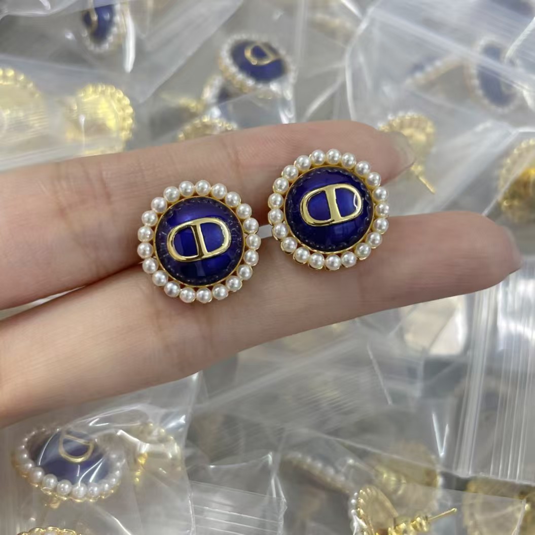 Dior Purple Round Stud Earrings - Original Replica Club