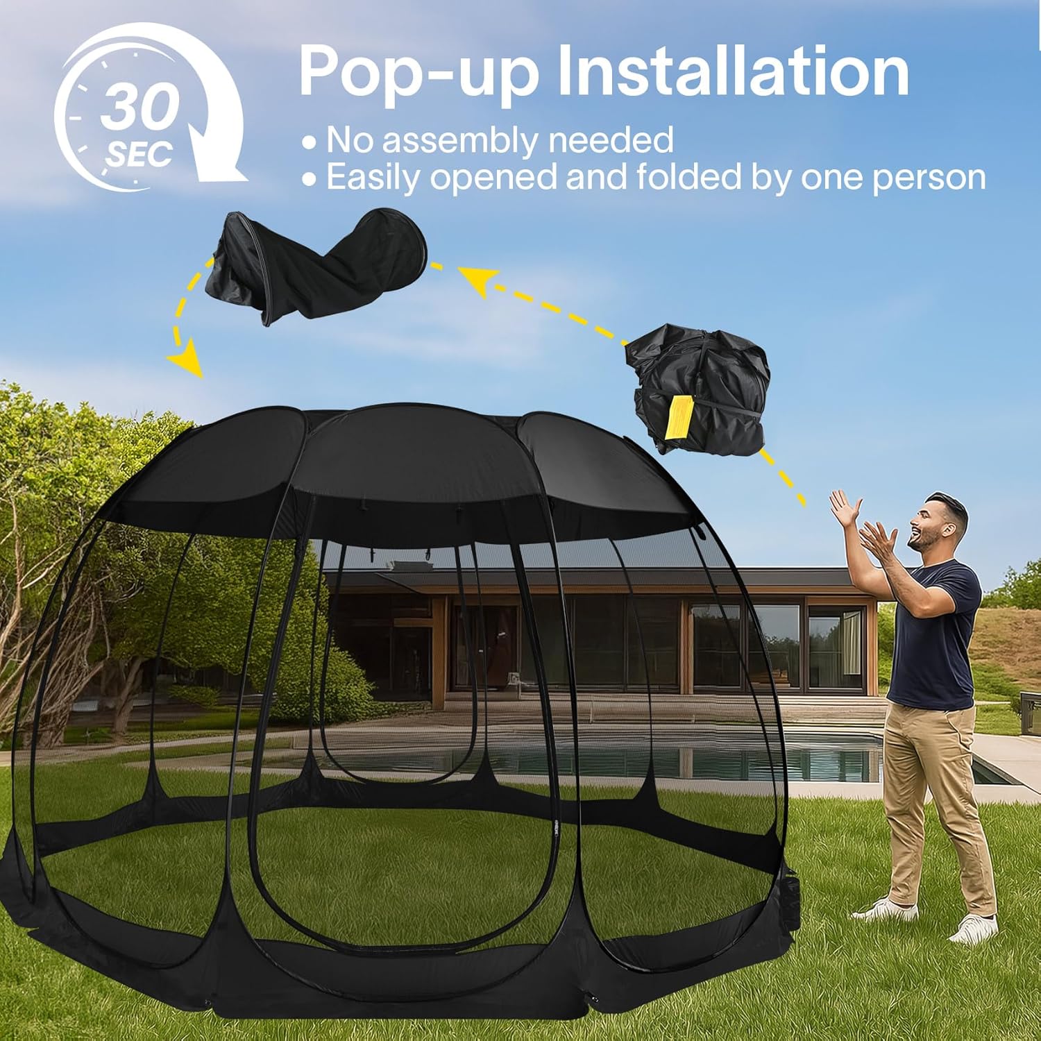 Screen gazebo sleeps 6-10-15 people Igloo-style canopy tent mosquito net on the sides Perfect