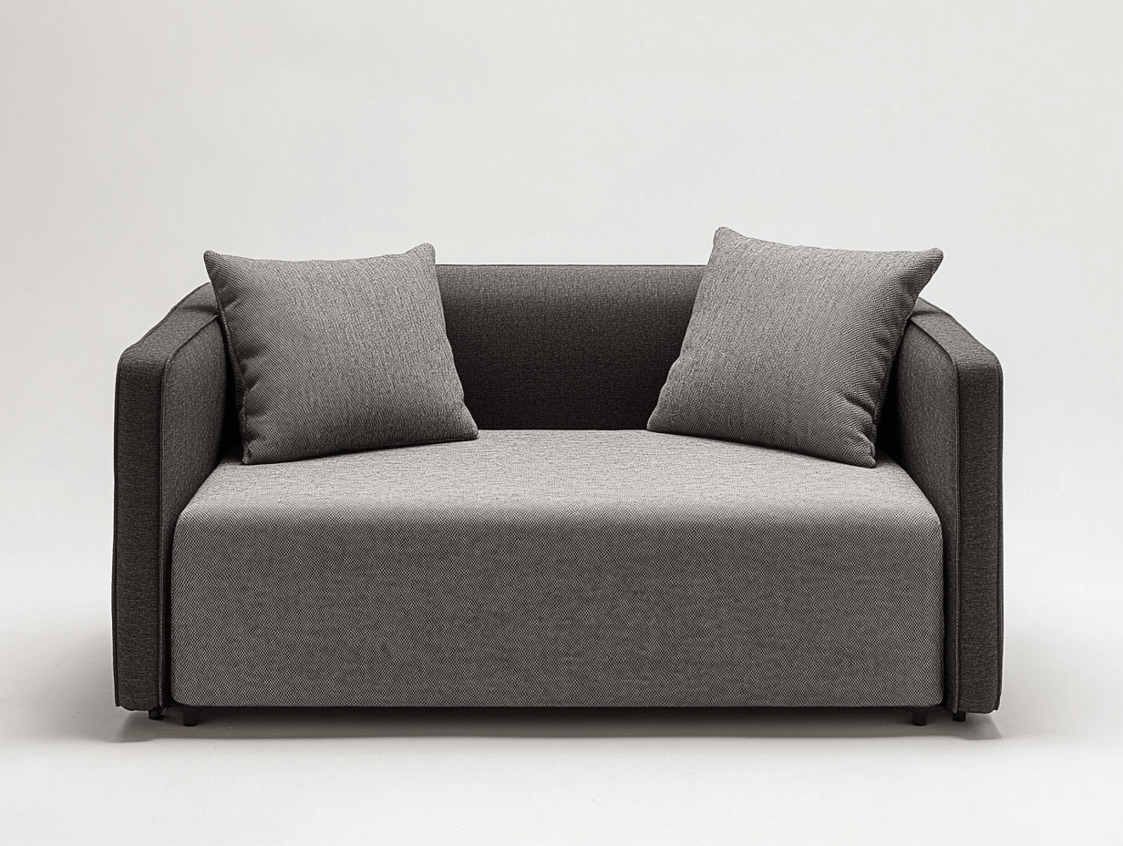 Sofá cama gris oscuro de haya con tapizado en poliéster, 200x90x85 cm