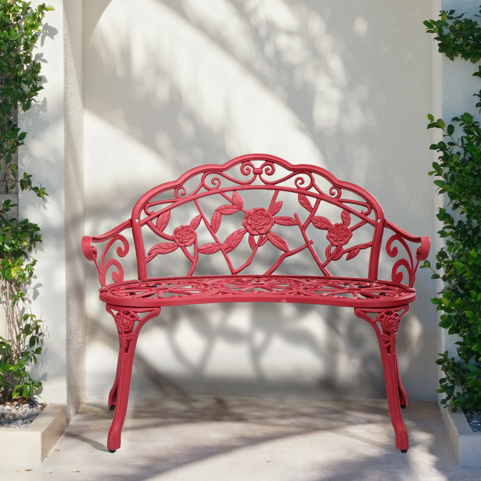 Ktaxon Outdoor Patio Park Garden Bench Courtyard Leisure Rose Cast Aluminum, Outdoor Loveset, Bronze - Image 37