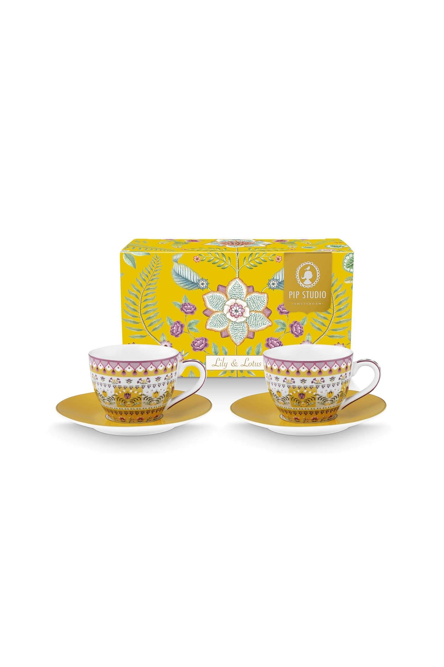 Set/2 Espresso Cups and Saucers Lily&Lotus Yellow 120ml