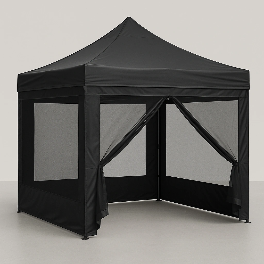 Pabellón Pabellón de jardín Negro Acero/Poliéster Exterior 300x300x290 cm - IYrAeIW431uB