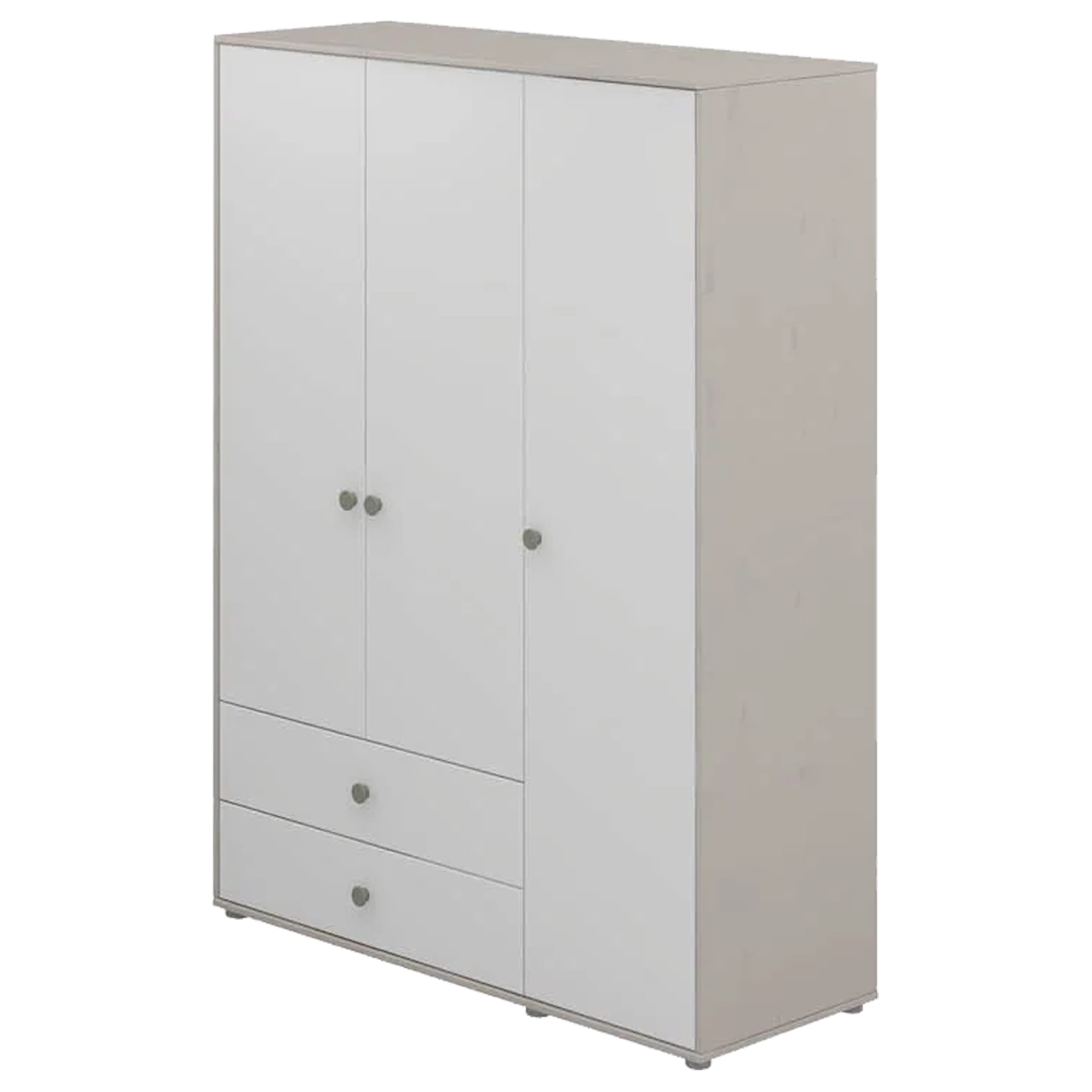 Armario en madera maciza de pino, acabado gris y verde, tamaño 150x200 cm xc9101w5