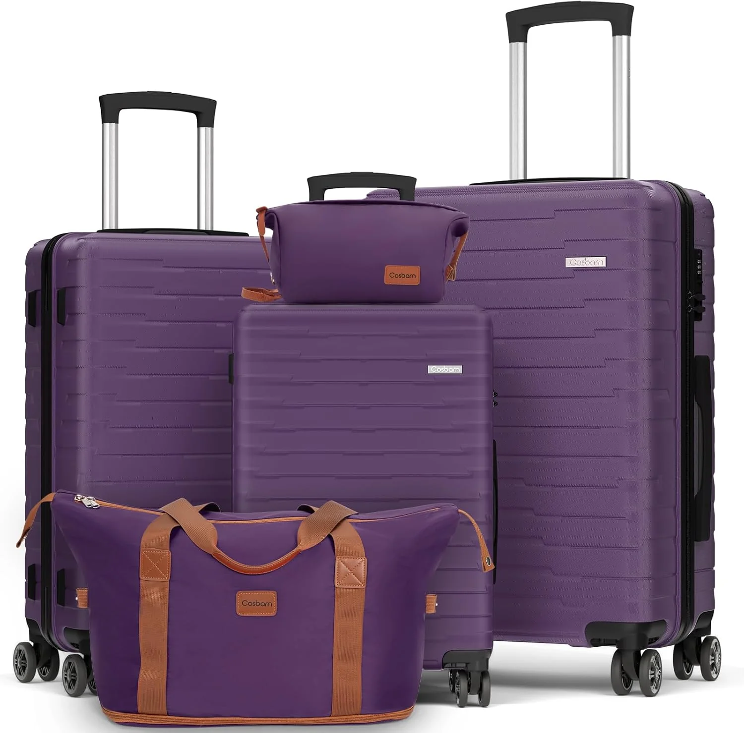 5-piece luggage set with wheels, ABS hardshell suitcase with spinner wheels
