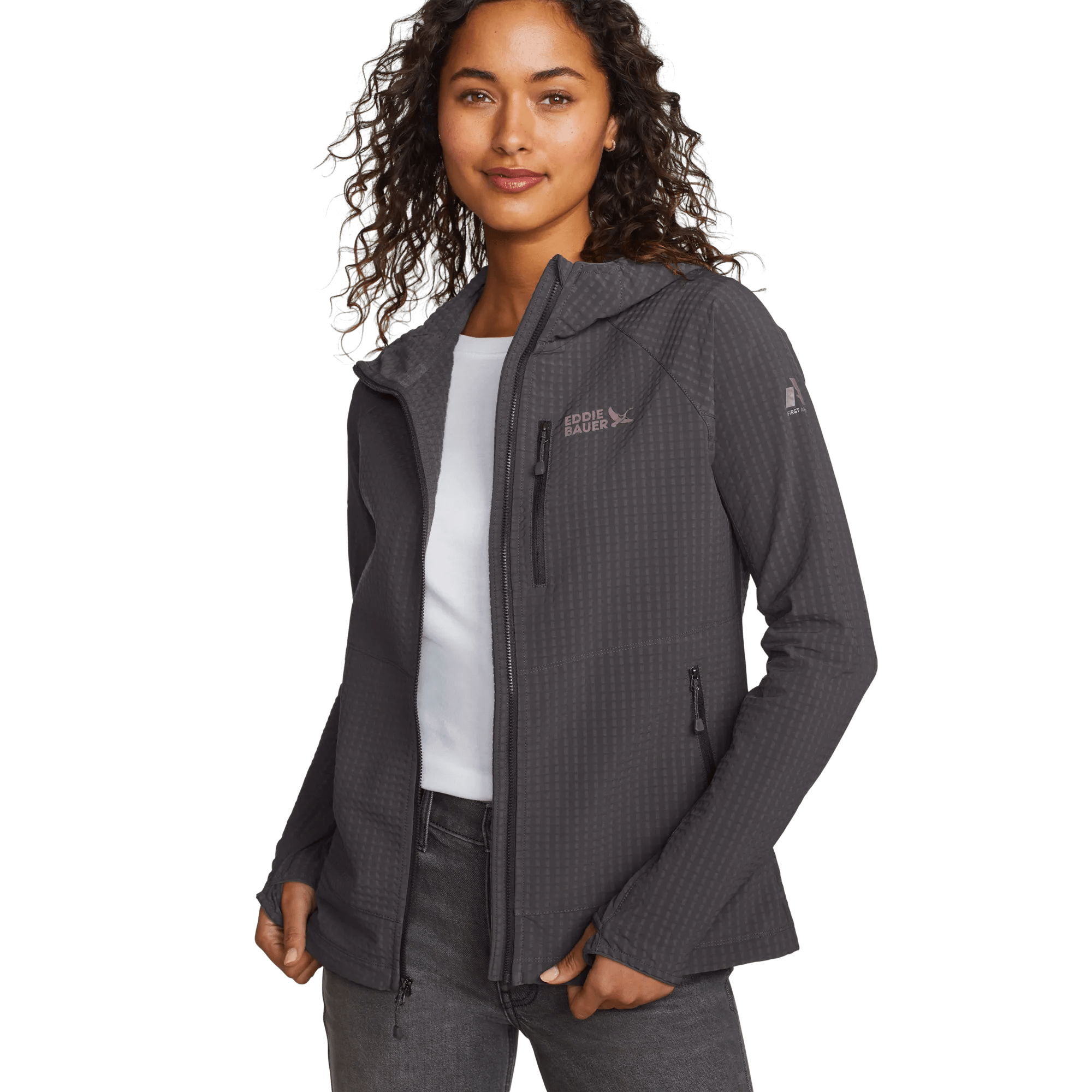 Women's Sandstone Backbone Grid Shell Hoodie - Eddie Bauer Outlet
