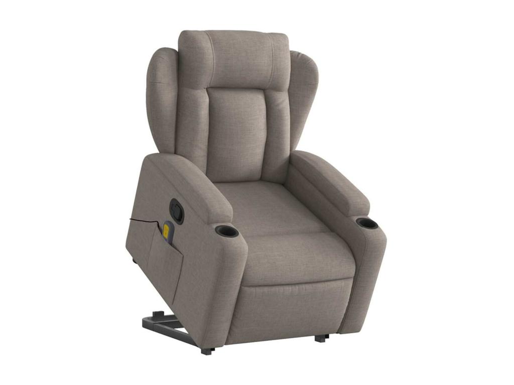 Sillón reclinable de masaje elevable tela gris taupé