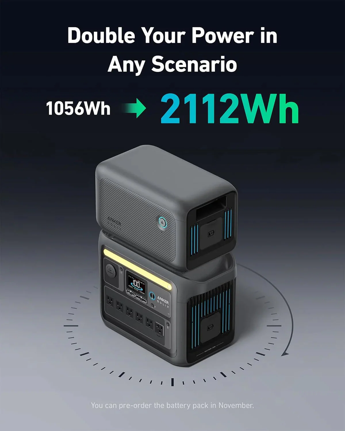 Anker SOLIX C1000 Portable Power Station with 200W Solar Panel, 1800W Solar Generator, 1056wh LFP (LiFePO4) Battery, 6 AC Outlets, Up to 2400W for Home, Power Outages, and Outdoor Camping