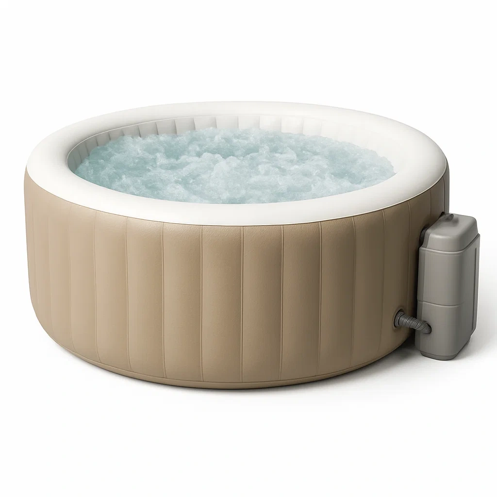 Spas hinchables 196x196x71 cm 4 personas redondo beige/blanco ZLdAmCF367en