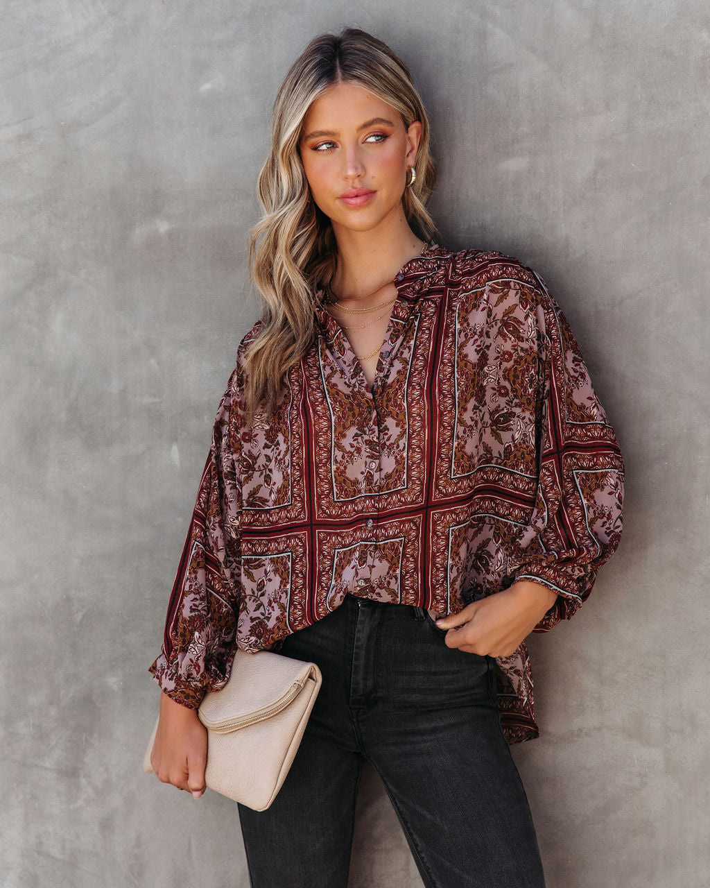 Ever As Before Printed Dolman Sleeve Top - Se7enfashion