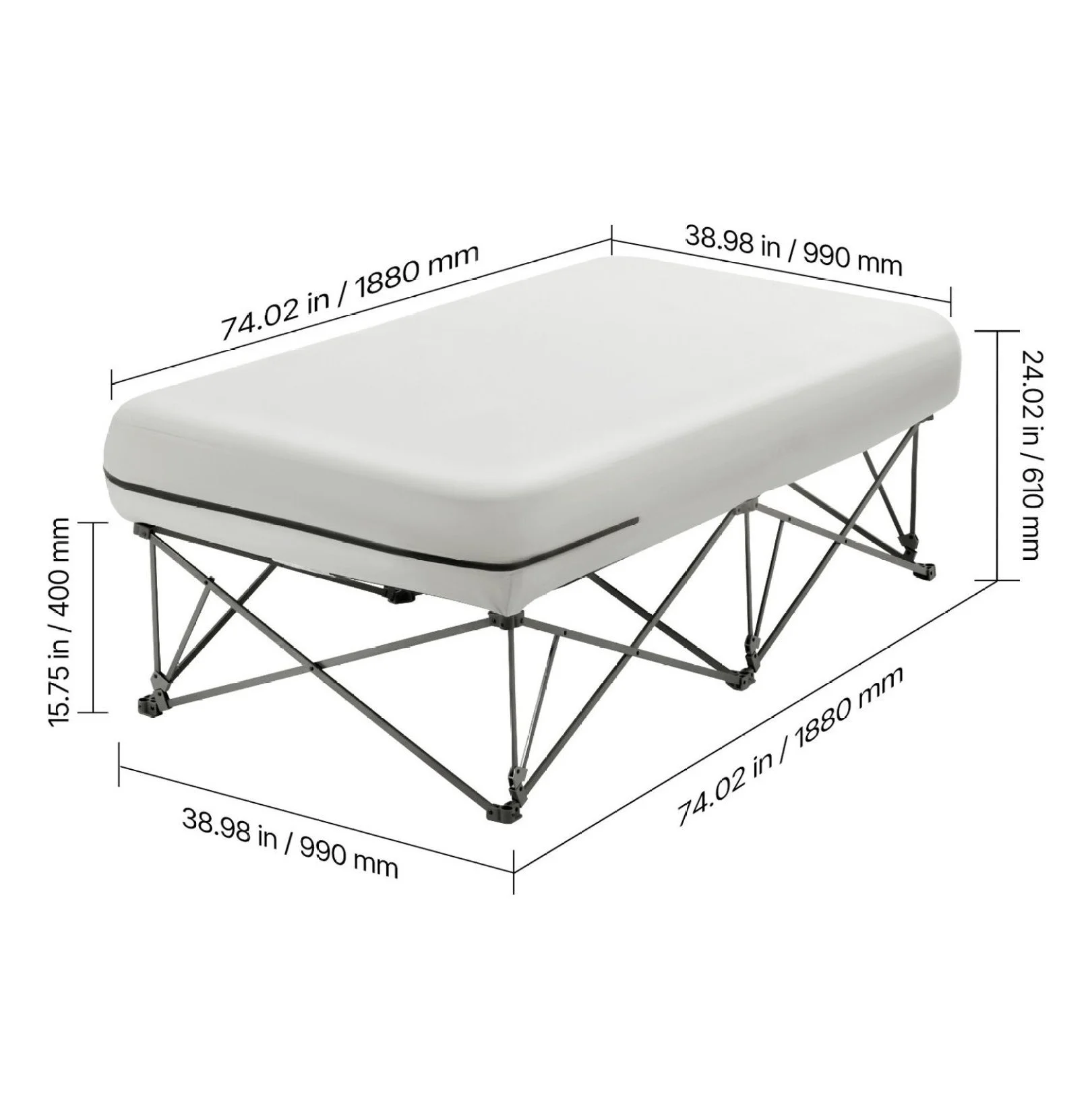 AetherLove Camping Cot with Mattress for Adults, Folding Camping Bed with Inflatable Air Mattress &Airpump, Portable Bed Camp Cot with Carry Bag, Blow Up Camp Cot , 1 Person 300LBS-External Pump - Image 3