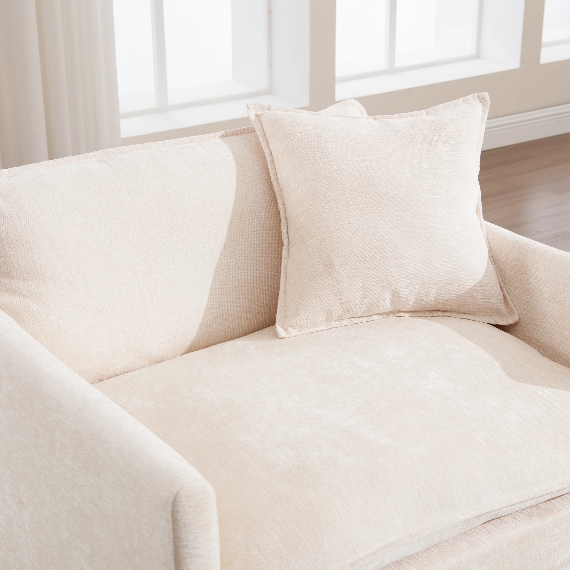Muumblus Oversized Lounge Chair with Ottoman, Cloud Accent Armchair for Living Room, Beige Chenille - Image 2