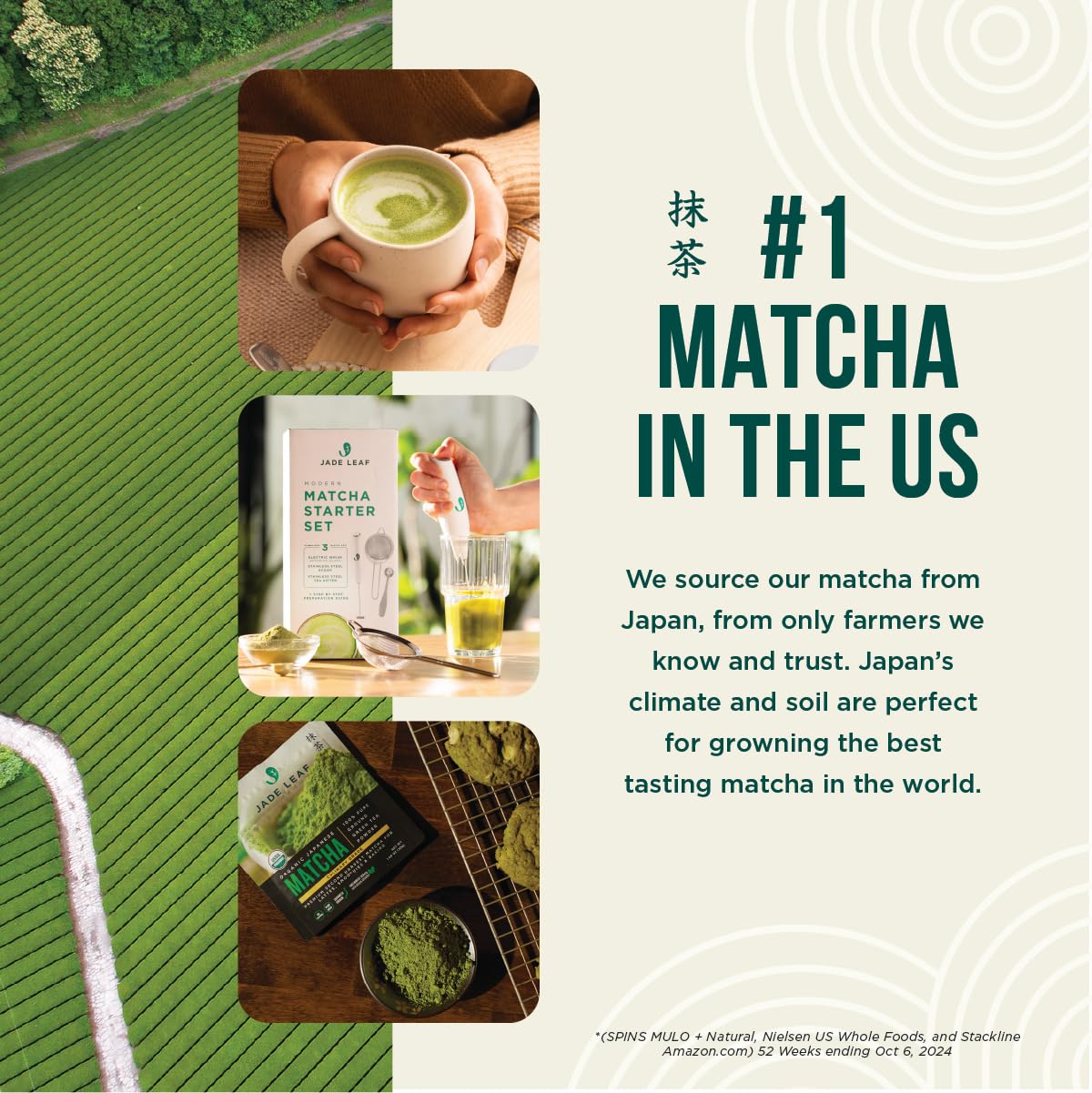 Jade Leaf Matcha Organic Barista Blend Ceremonial Grade Matcha Green Tea Powder - 100% Pure Japanese First Harvest Green Tea for Lattes from Uji and Kagoshima, 30g / 1.06 Ounce (Pack of 1)
