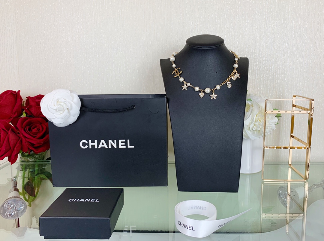 Chanel Princess Star Heart NO.5 Pearl Charms Necklace - Original Replica Club