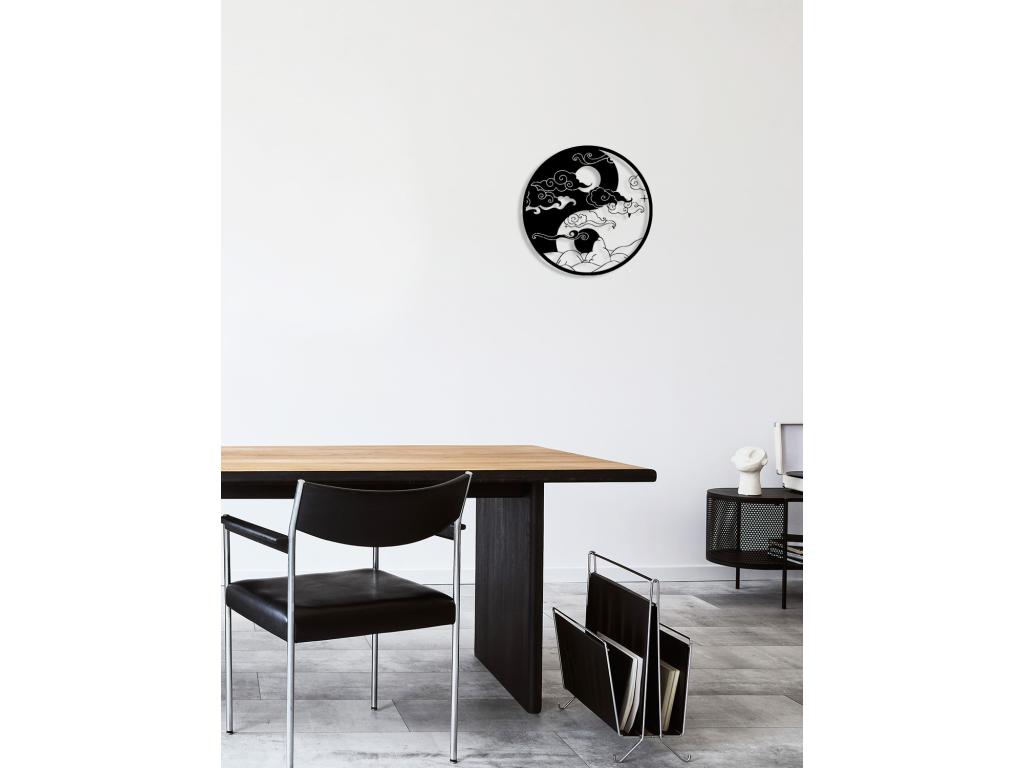 Decoración de Metal Ying Yang 2, Negro, 60x0,15x60 cm, Casaplu