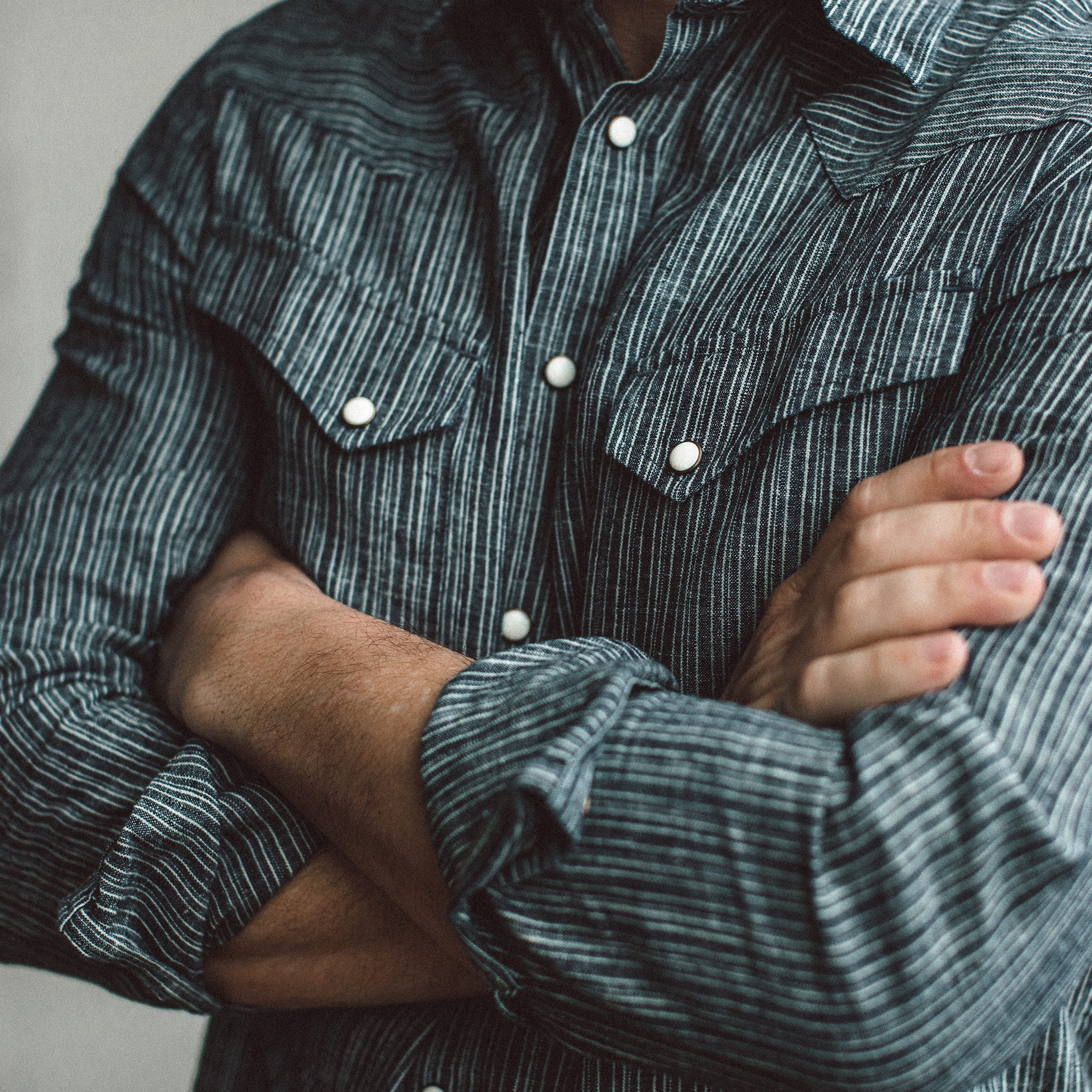 The Western Shirt in Hemp Stripe Chambray