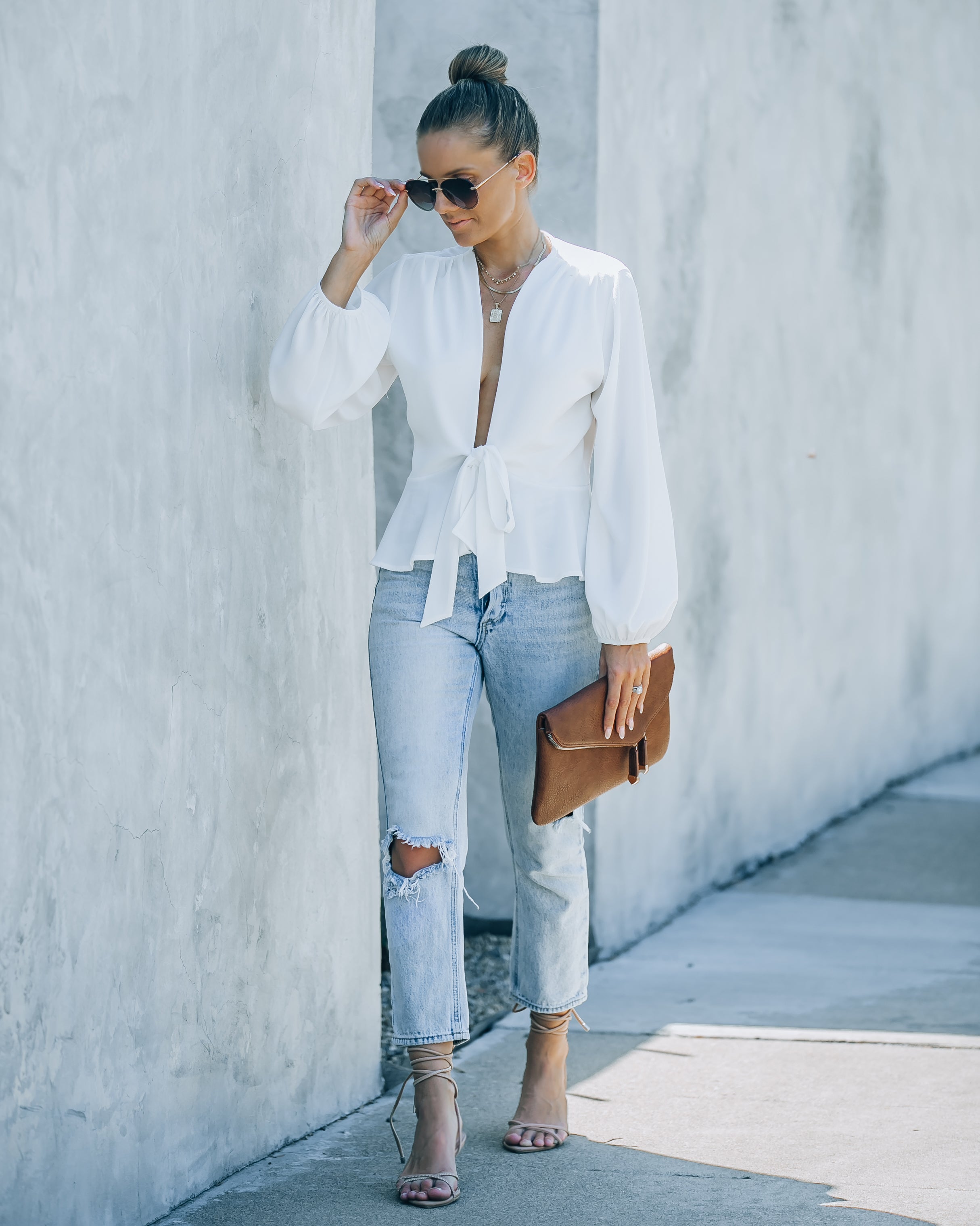 Erica Front Tie Top - White - SALE - Se7enfashion