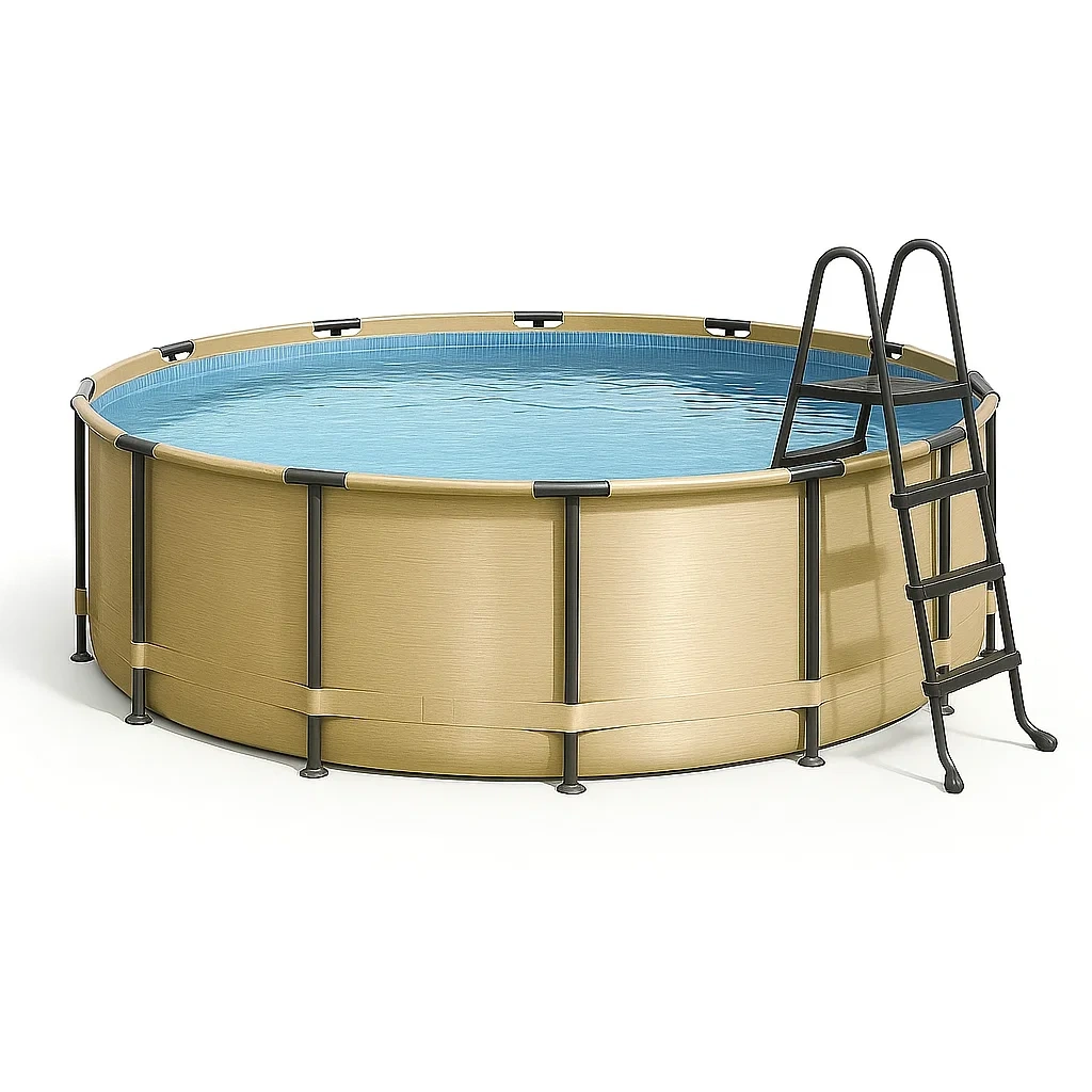 Piscina tubular redonda 358x98 cm, color beige, con filtro y escalera YQOLyvm261ti
