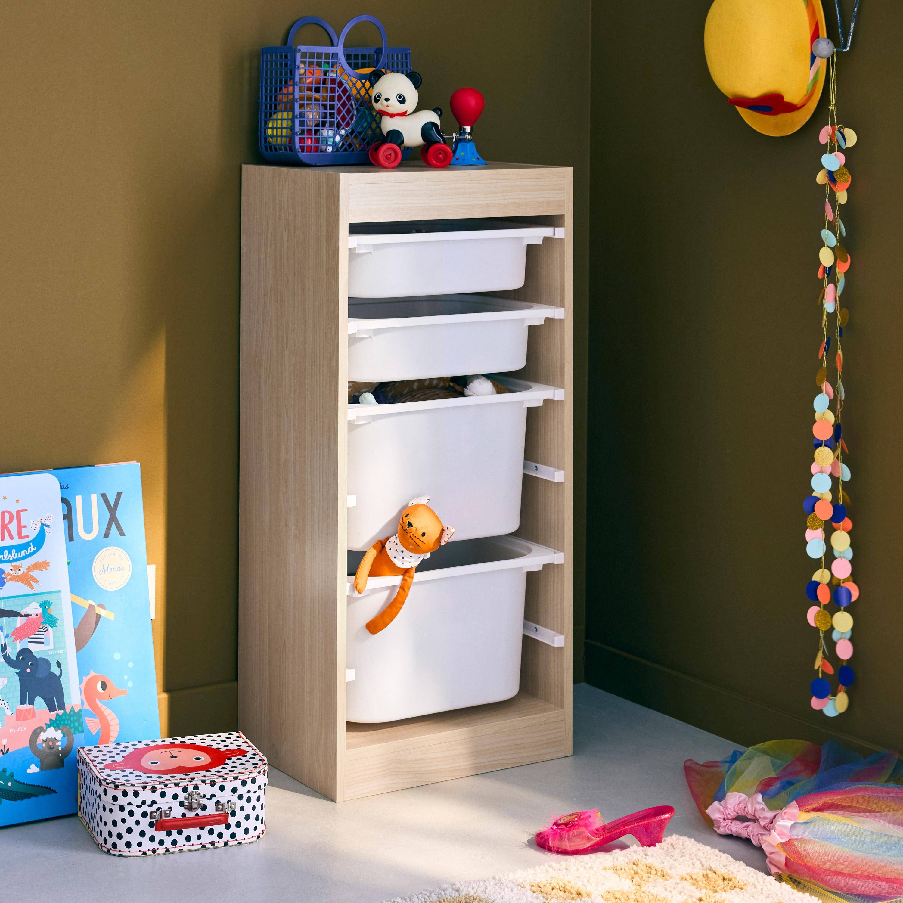 Sora - Mueble para niños con 4 cubos de almacenaje