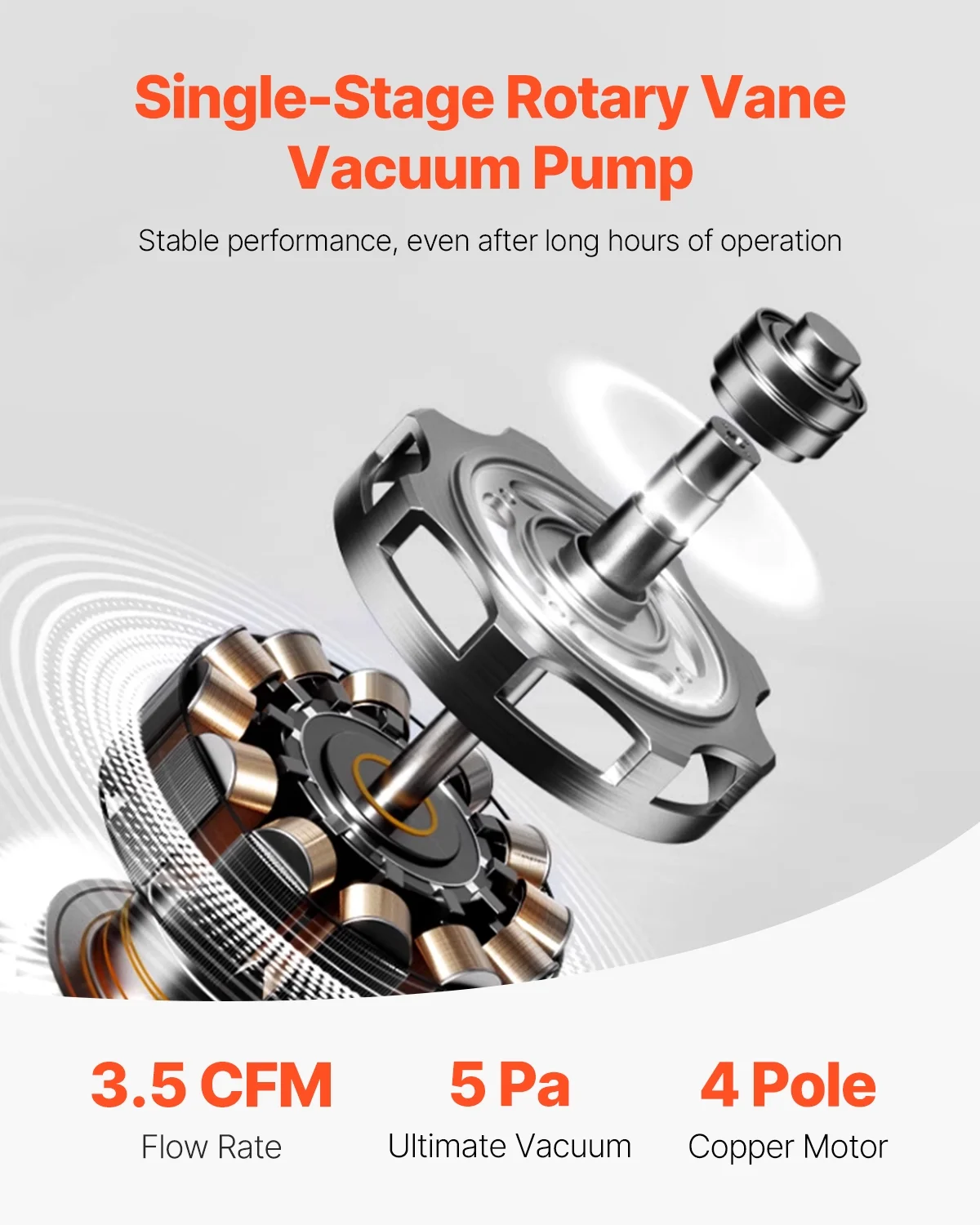 KFFKFF 3.5 CFM AC Vacuum Pump and Gauge Set, Single Stage Rotary Vane HVAC Air Vacuum Pump, A/C Refrigerant Manifold Gauge Kit, with Hoses, for R134a, R12, R22, R502a, R410A, R404, R407C Refrigerants - Image 8