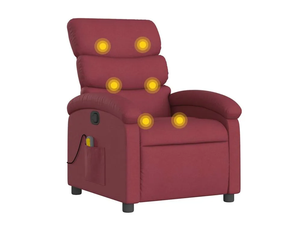 Sillón de masaje reclinable de tela color vino tinto