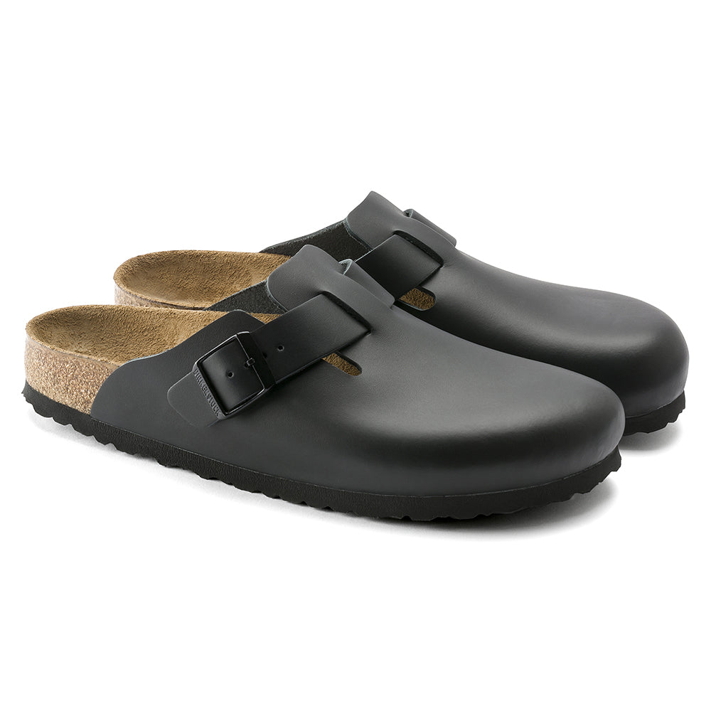 Birkenstock - Sabots Boston en cuir naturel - Noir