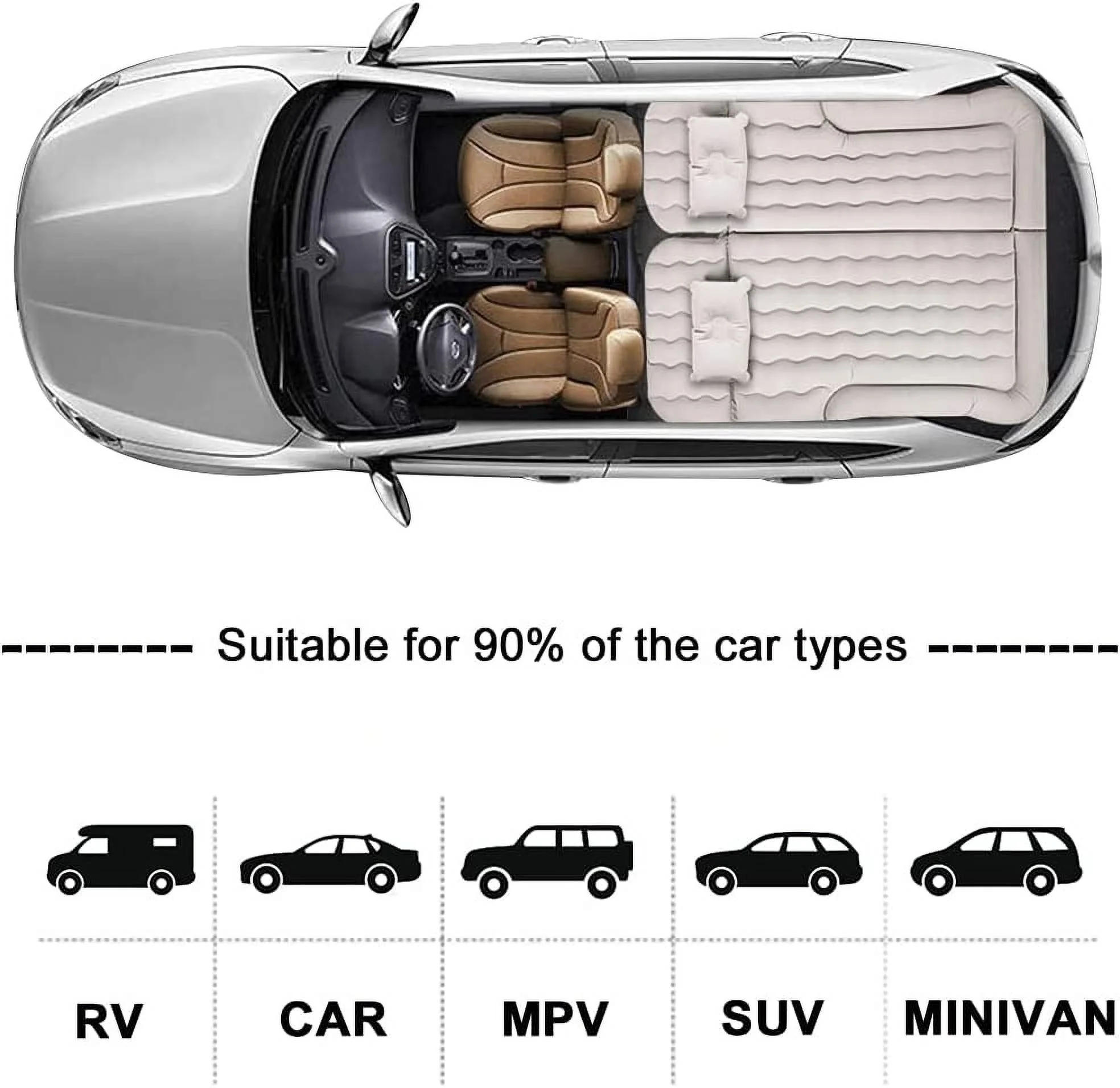 3 in 1 SUV Air Matterss | Car Mattress with Electric Air Pump-2 Support Fillers & 2 Pillows Fits SUV|MPV|Minivan for Road Trip Camping Black - Image 8