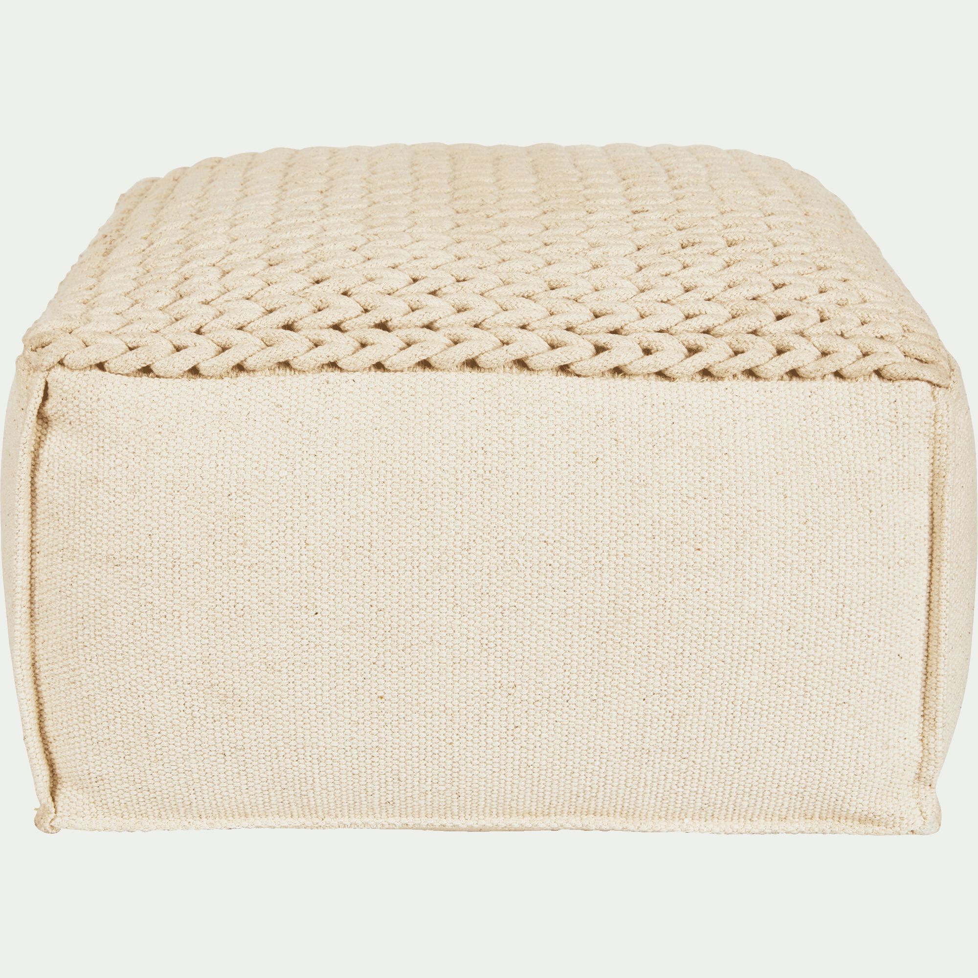 IAN - Pouf cubique en coton - beige D50xH28cm
