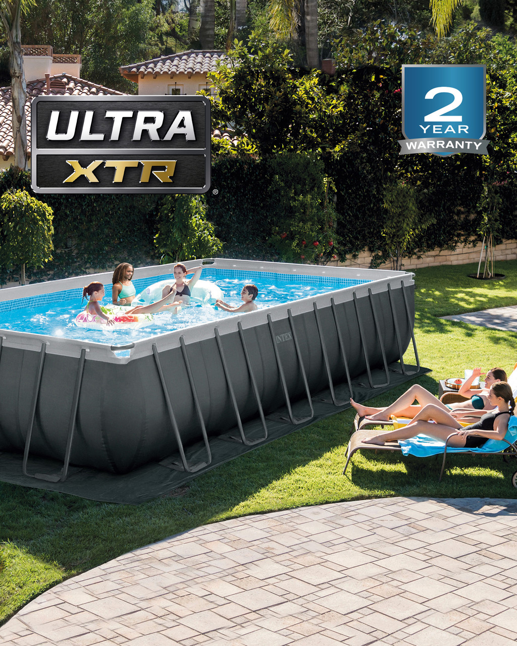 WAYFAIR Rectangular Ultra XTR? Frame Above Ground Pool W/ Sand Filter Pump - 24' X 12' X 52