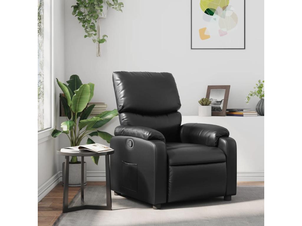 Sillón reclinable de cuero sintético negro