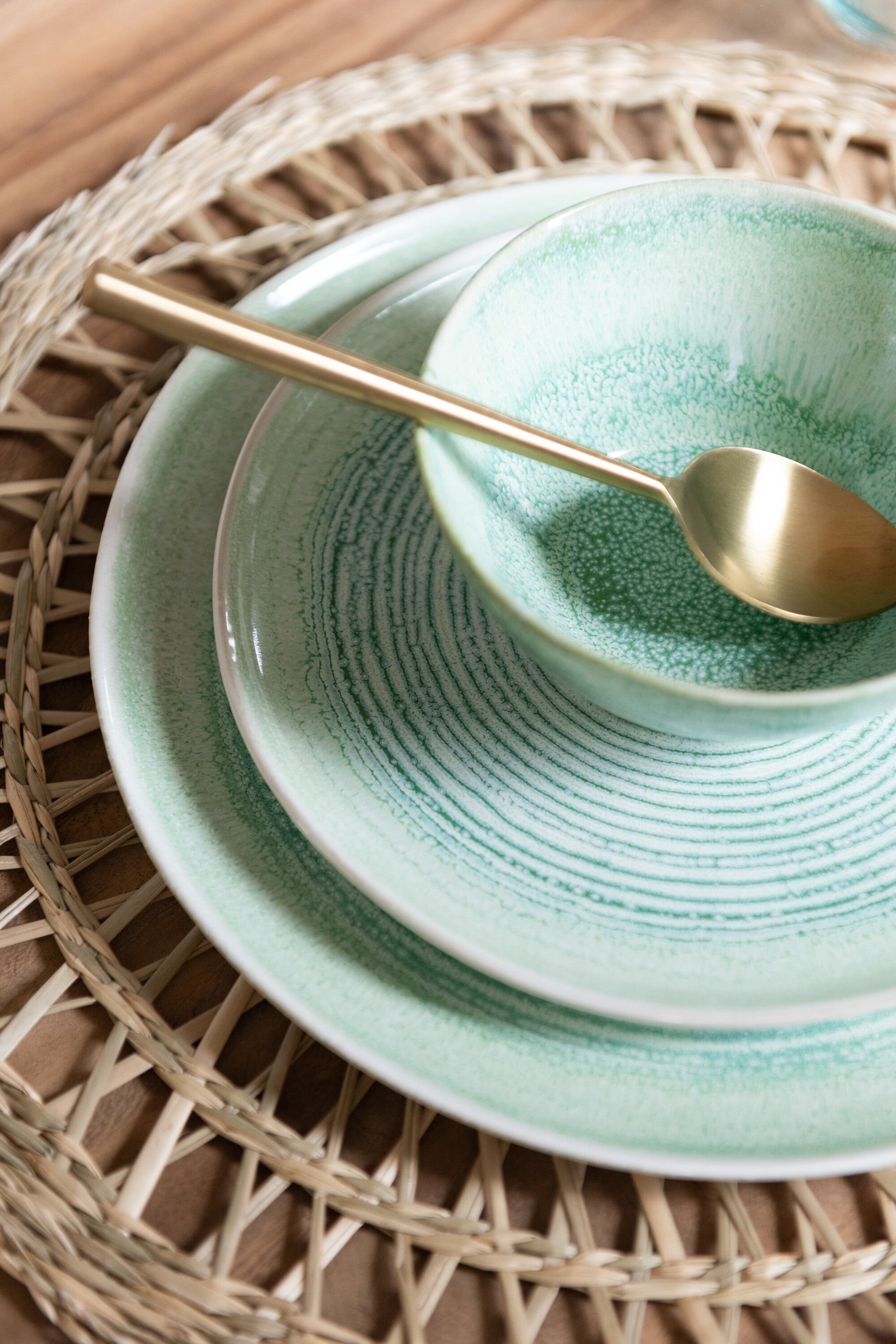 J-Line kom Lara - porselein - groen - small - 6 stuks