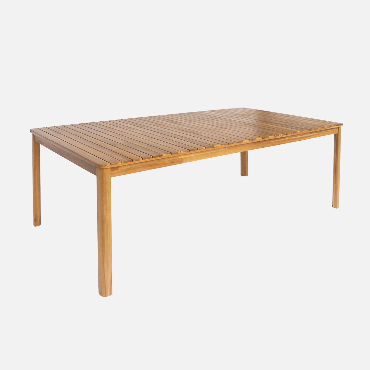 Senora 200cm - Mesa de jardín de acacia con esquinas redondeadas, 8 plazas