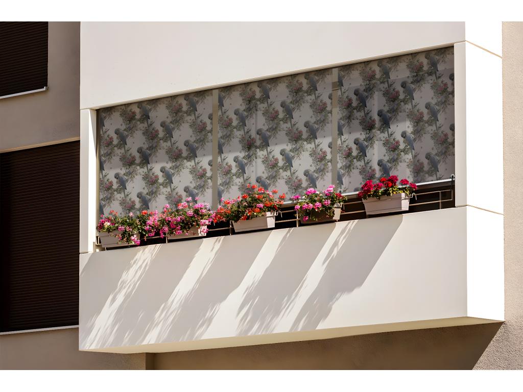 Unique outdoor roller blind - 60x180 cm - Loros entre flores Cortinas para balcones, Cortinas enrollables para balcones y Cortinas para protección solar