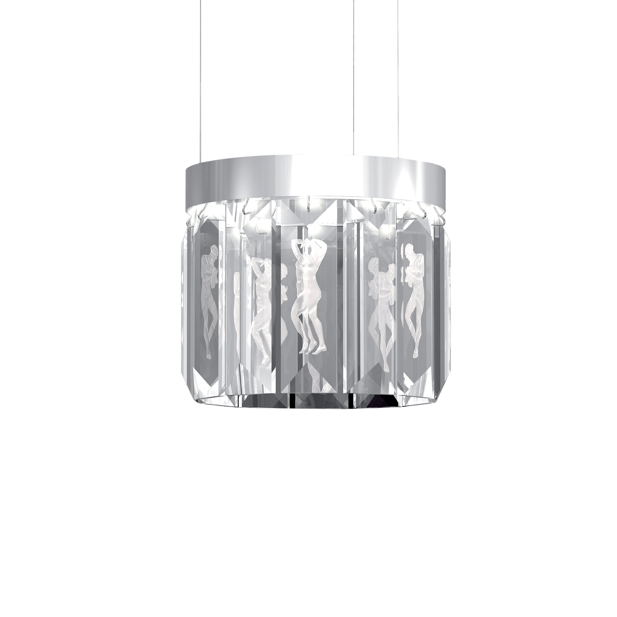 LUSTRE SERENE 12 PRISMES, CIRCULAIRE - CRISTAL INCOLORE, FINITION NICKEL (PLAQUÉ)