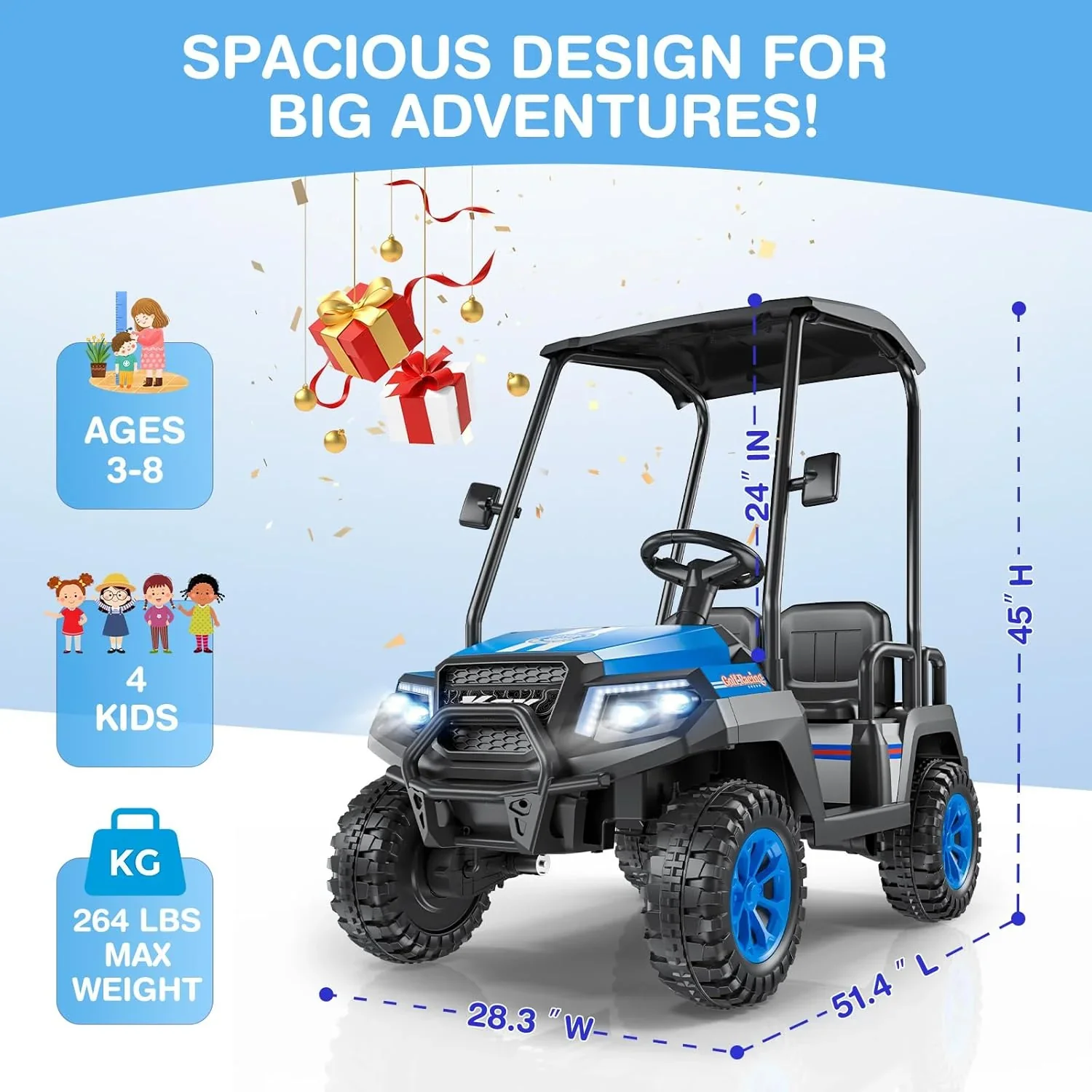 R9 24V Children's Golf Cart with Remote Control Removable Awning