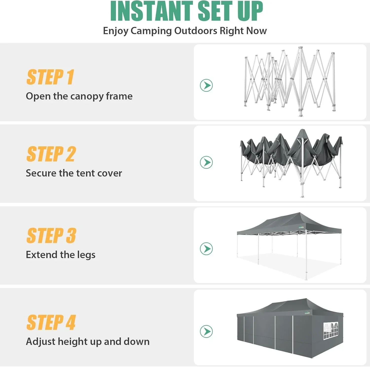 COBIZI 10x20 Heavy Duty Pop up Canopy Tent 6 sidewalls Commercial Canopy Wedding Party Tents