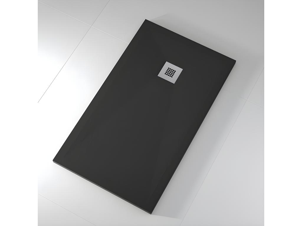 Plato de ducha pizarra ONDA NEGRO 90x90 cm rejilla inox