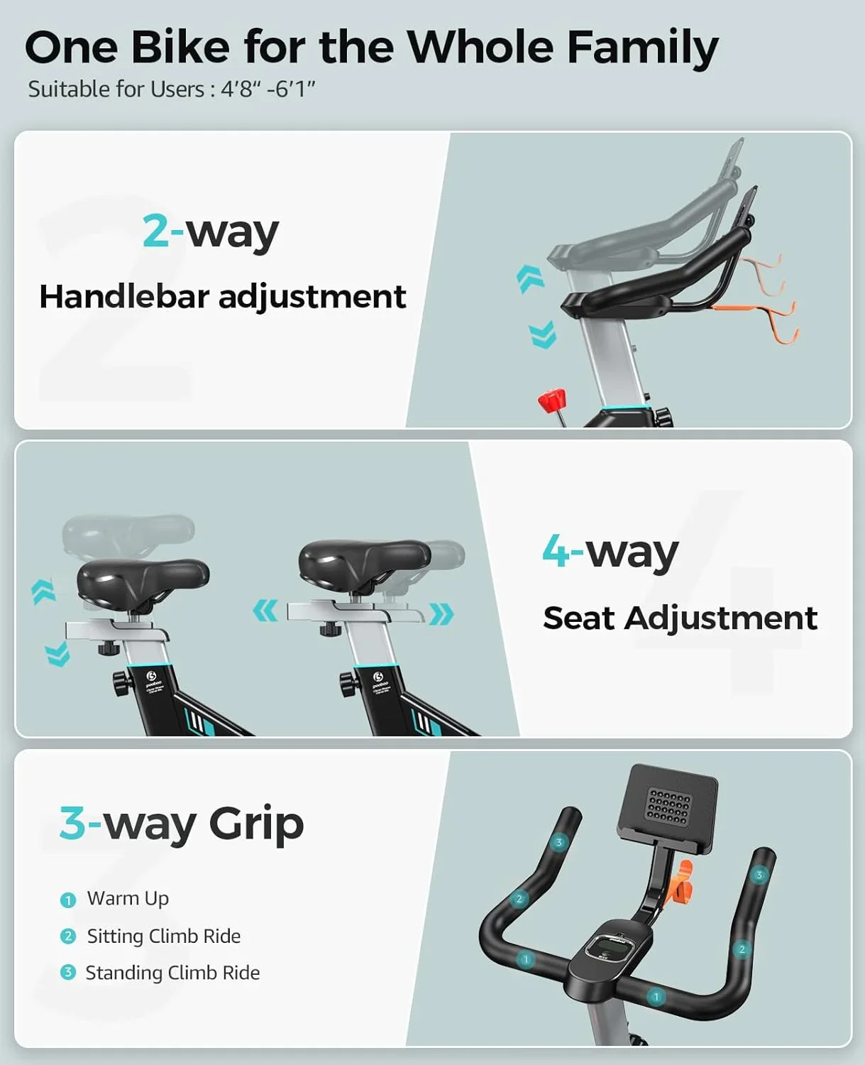 pooboo Indoor Exercise Bike With Adjustable Resistance And Belt Drive - Image 20 pooboo Indoor Exercise Bike With Adjustable Resistance And Belt Drive - Image 20
