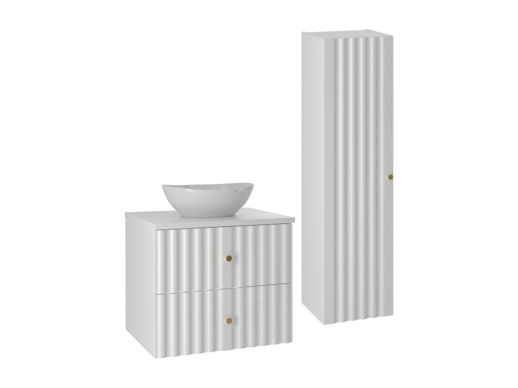 Conjunto de muebles con lavabo individual 60cm y columna Izae Blanco