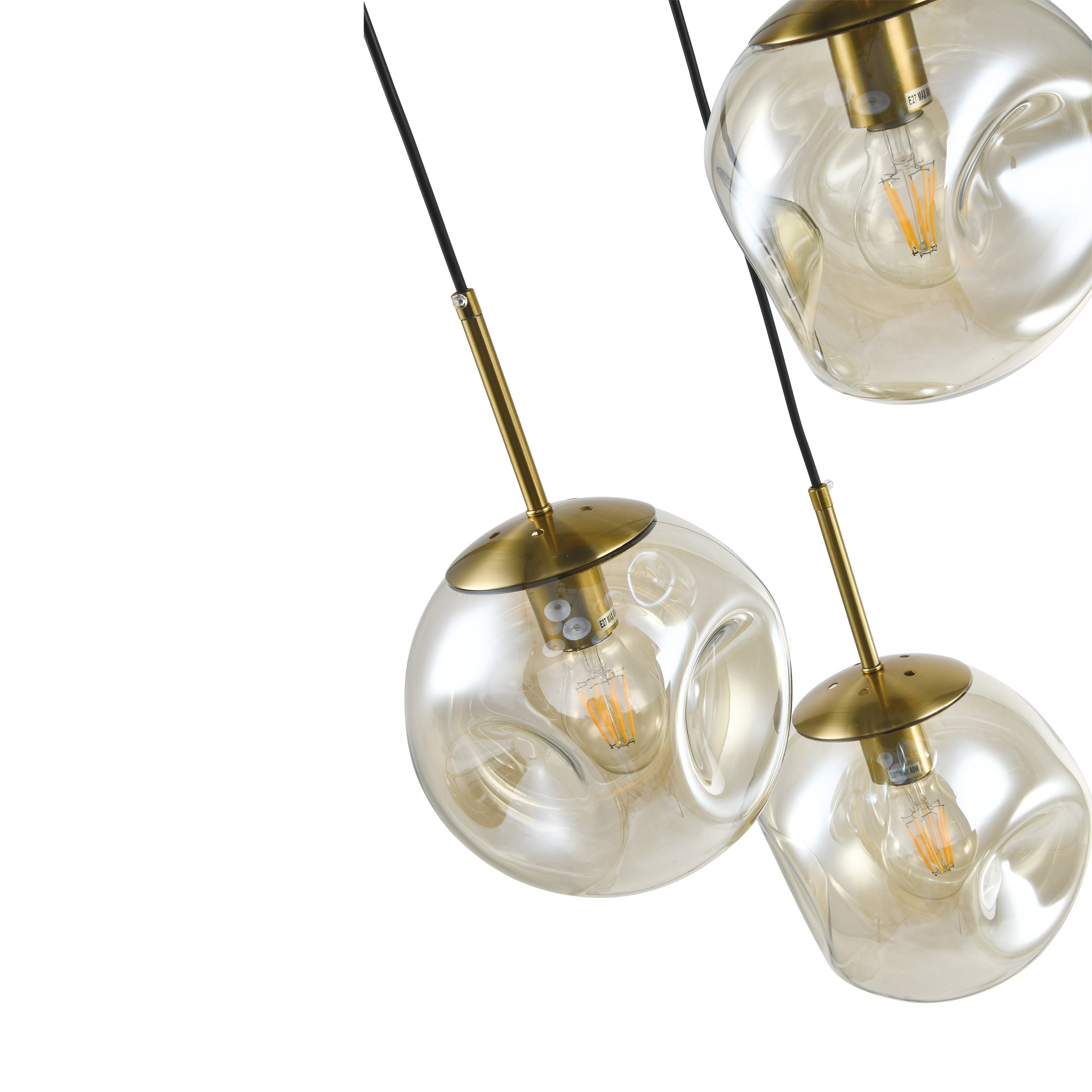 QUVIO Hanglamp eettafel - 3 lichtspunten - Glazen bollen - Metaal