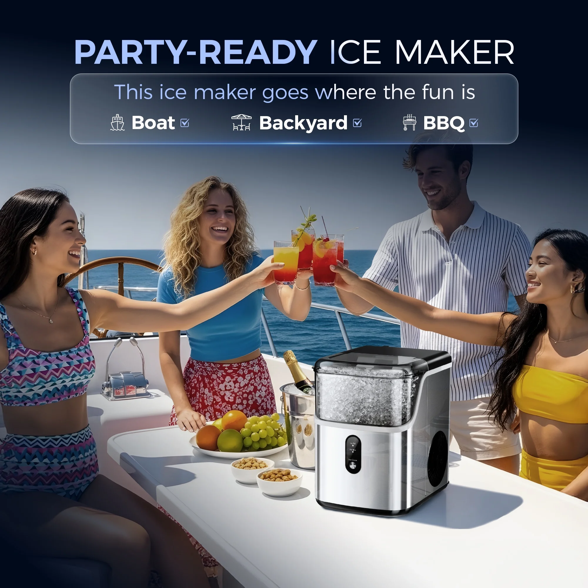 Simzlife Nugget Ice Maker Countertops, 35.9lbs Per Day Portable Pebble ice machine, Crushed Sonic ice maker with Soft Chewable Ice for Home, Party, RV, Camping, Stainless Steel Silver - Image 9