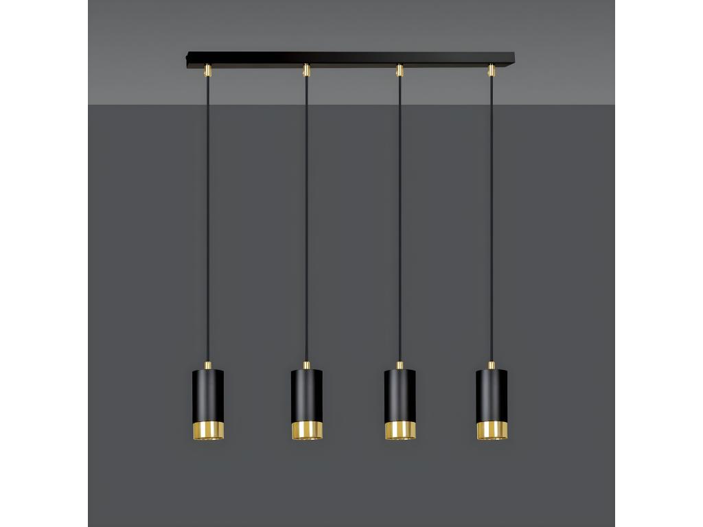 Lámpara de Suspensión Fumiko, Negro, Oro, 60x100x6 cm, Laocacasas