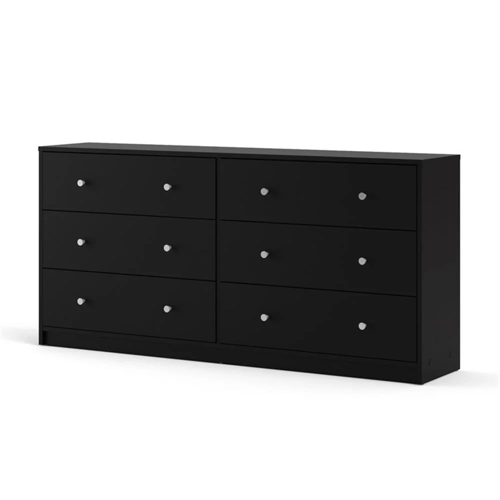 Pemberly Row 3PC Engineered Wood Dresser and Nightstands Bedroom Set in Black