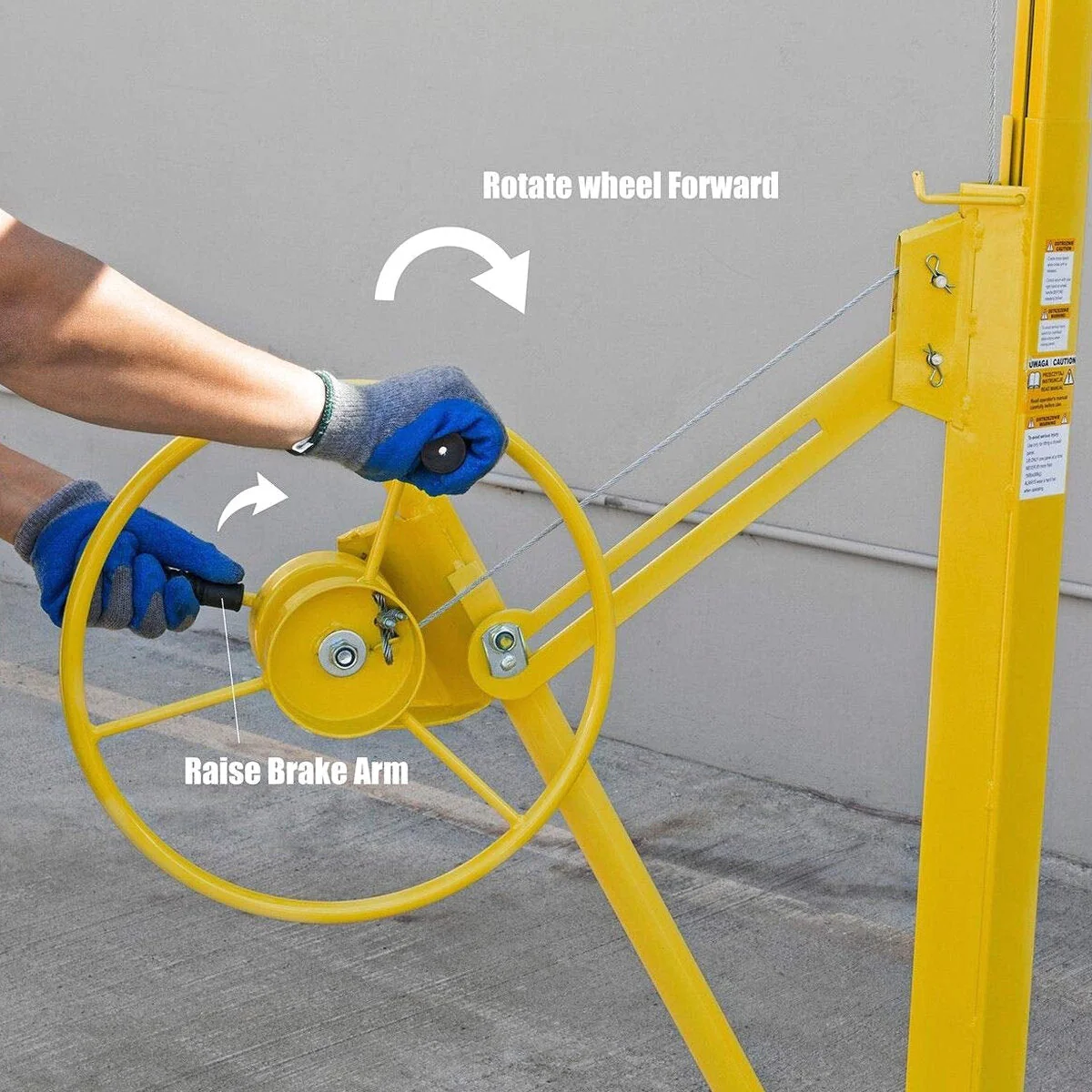 Stark USA Drywall Lift 11' Yellow Rolling Sheetrock Panel Hoist Jack - 65044 - Image 5 Stark USA Drywall Lift 11' Yellow Rolling Sheetrock Panel Hoist Jack - 65044 - Image 5