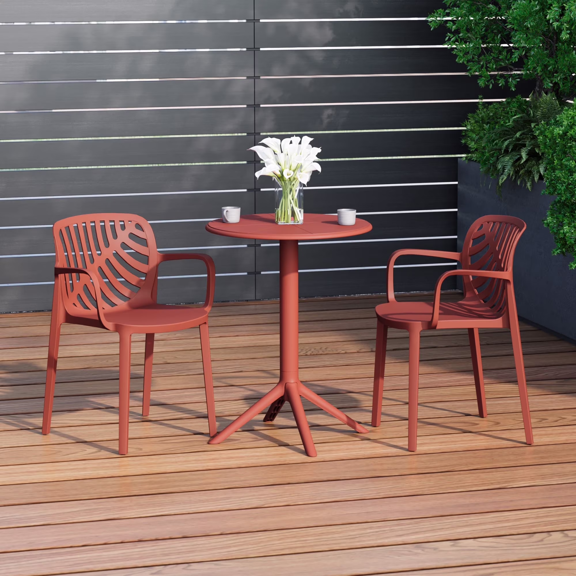 WestinTrends Playa 3-Piece Outdoor Resin Patio Bistro Table Set with Stackable Patio Dining Side Chairs For 2, Black - Image 7