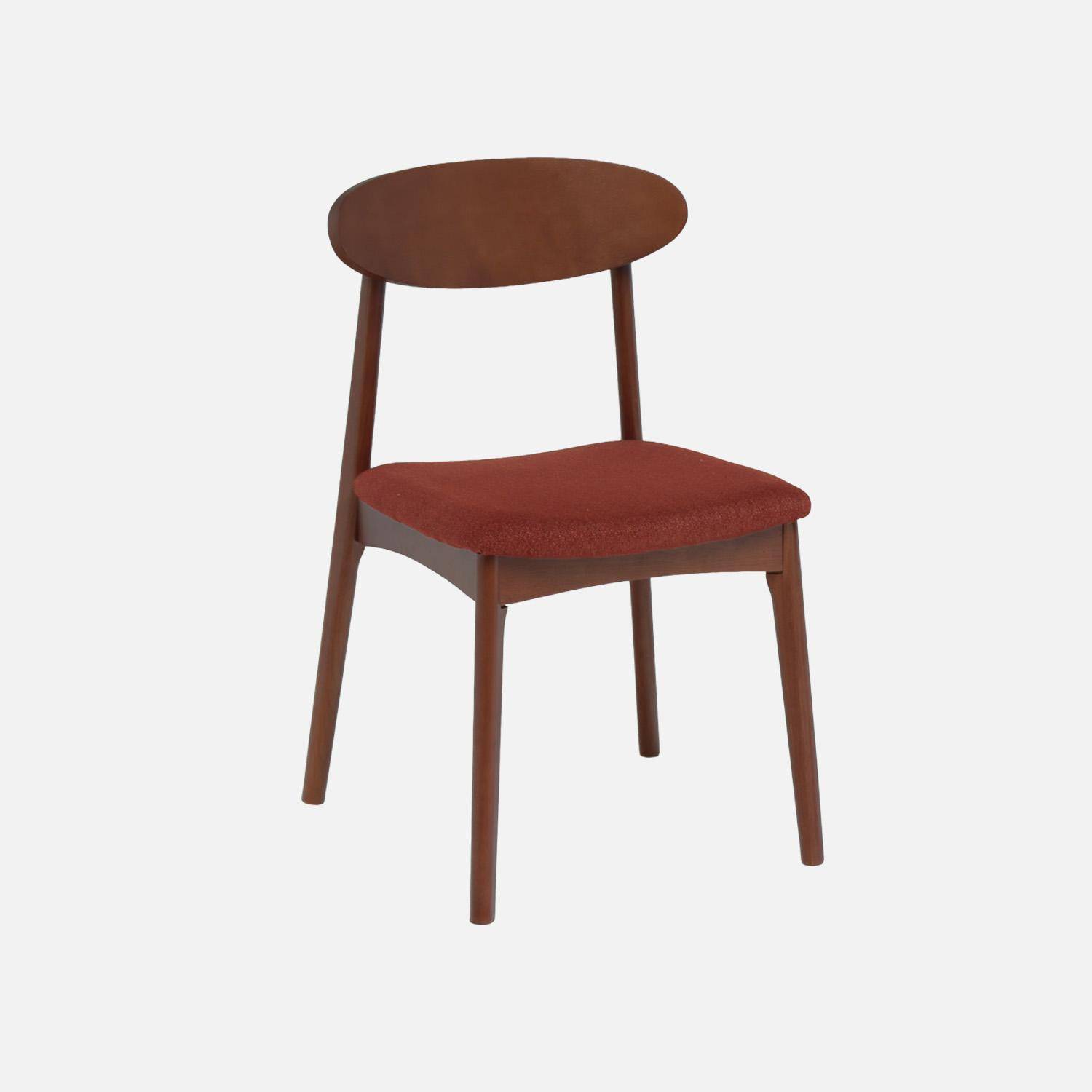 Aria - Silla vintage de madera de hevea nogal y tela (juego de 2)