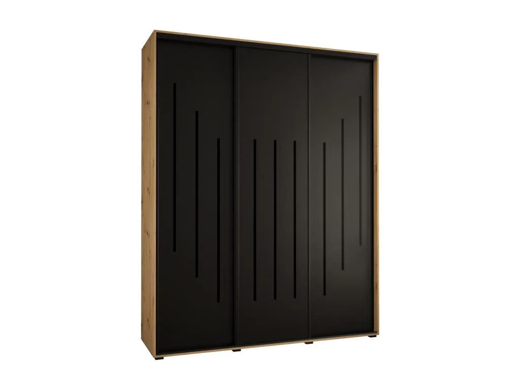 ARMARIO Lluesmamuebles 8 DE PUERTAS CORREDERAS 235.2/200/60 3 puertas (Artisan/Negro/Negro)