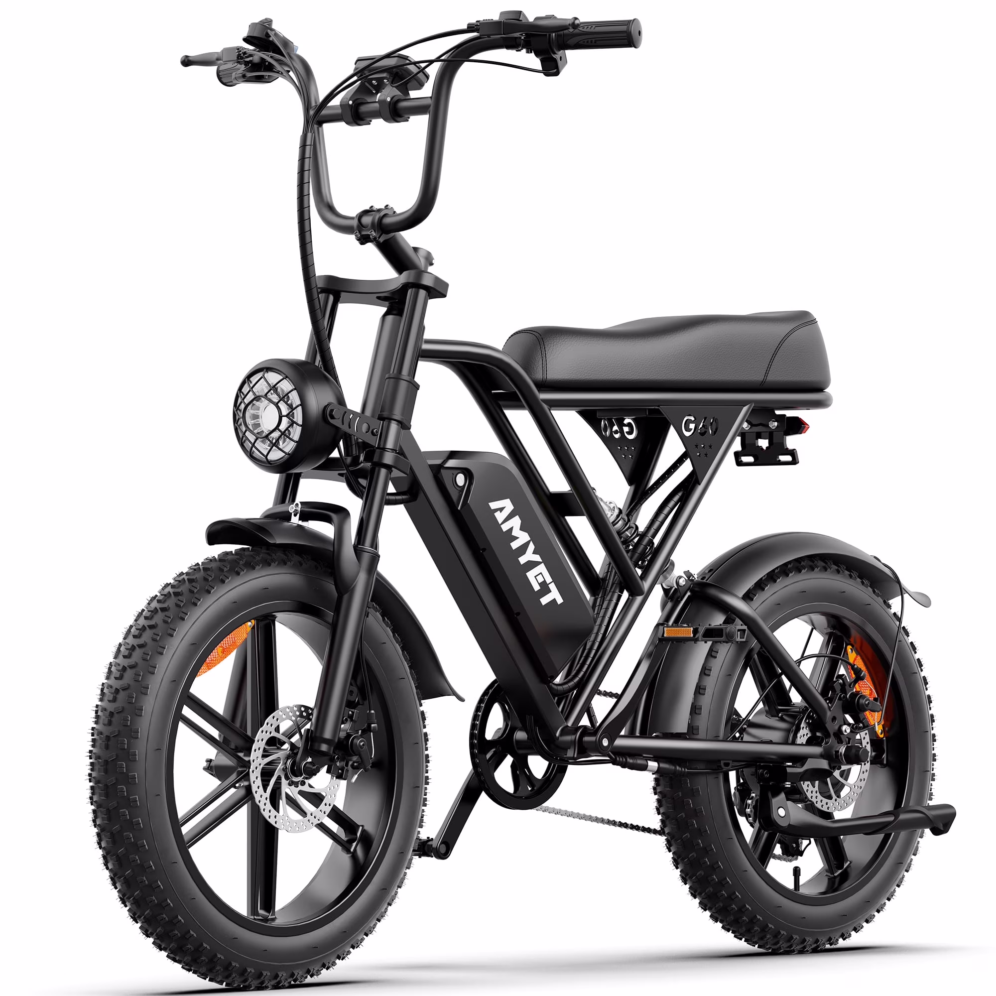 AMYET G60 Peak 1500W Electric Bike, 20" Fat Tire E - Mountain Bikes, 48V 20ah 32MPH Ebike for Adults Full Suspension UL2849(Brown)