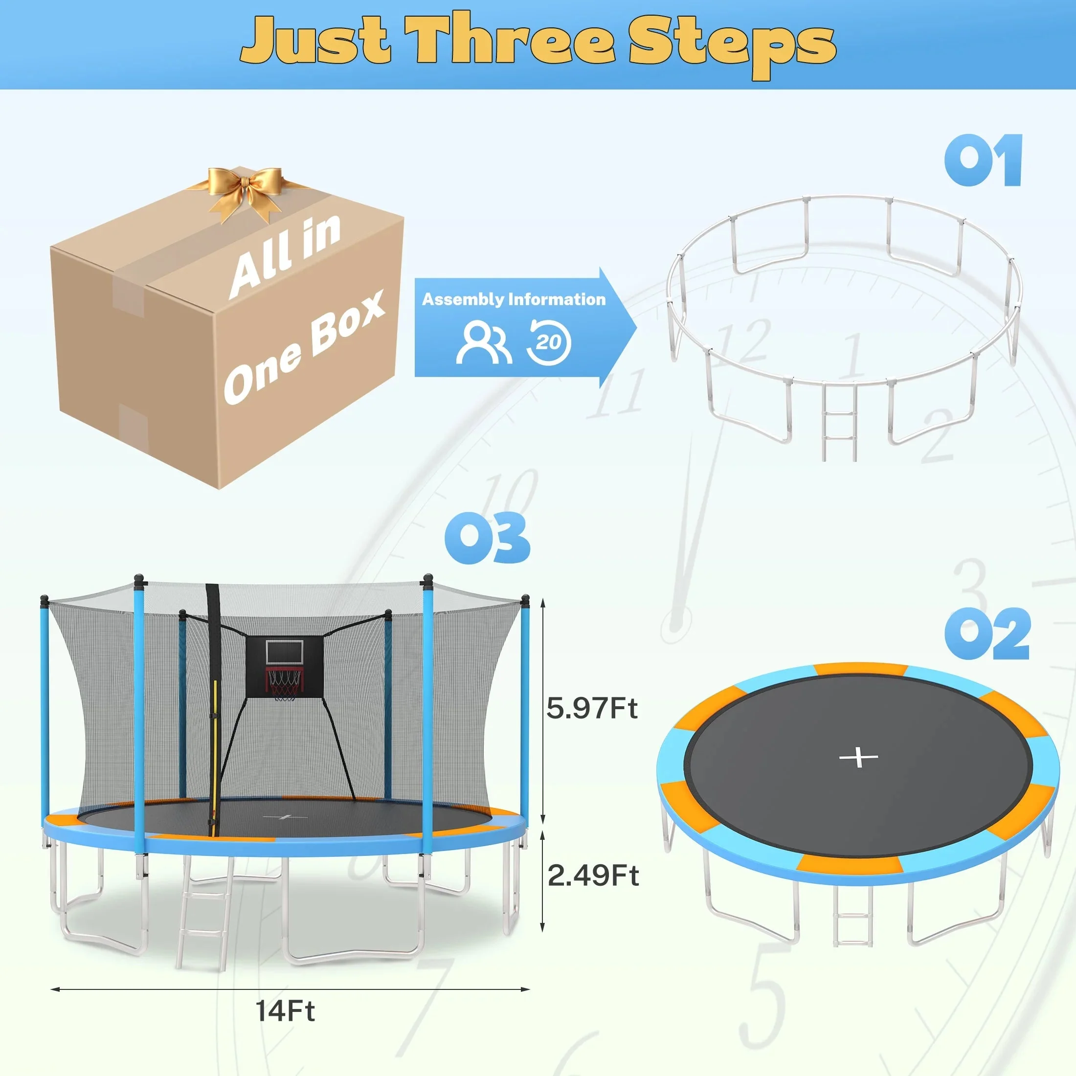 SHINPT 14ft Outdoor Trampoline With Safety Net, Basketball Hoop And Ladder - Image 28 SHINPT 14ft Outdoor Trampoline With Safety Net, Basketball Hoop And Ladder - Image 28